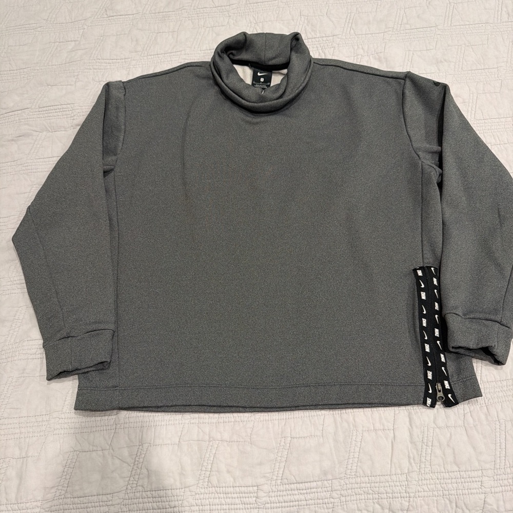 Women’s Nike Grey thermafit funnel neck with Side Zip Accent